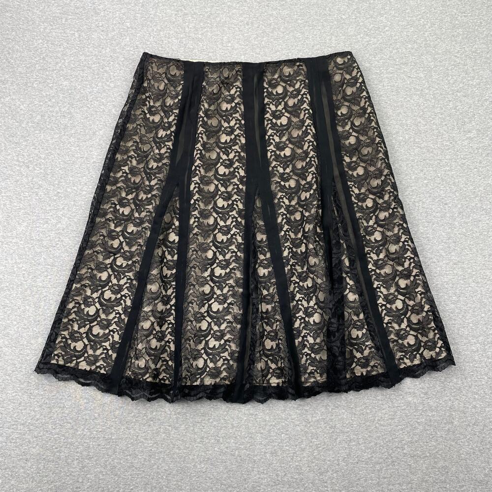 Vintage y2k Axcess Lace Skirt Womens 8 Black Pleated Flounce Whimsigoth Coquette